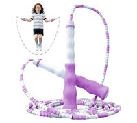 Lot de 2 cordes à sauter souples en perles de 2,5 m pour fitness, entraînement à longueur réglable pour hommes, femmes et enfants (violet, poignée de type B)