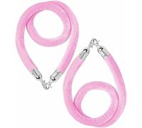 Lot de 2 cordes contrôle des foules en velours rose, barrières corde avec fermoirs dorés for grandes ouvertures, poteau suspendue, file d'attente(Pink-silver Hook,4ft/120cm)