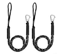 Lot de 2 cordes d'amarrage élastiques fiables pour bateaux avec boucle de connexion rapide et flotteurs anti-évier (noir et blanc)