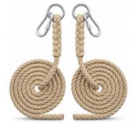 Lot de 2 cordes de balançoire de qualité supérieure - 12 mm - En chanvre | Avec 2 anneaux en fer galvanisés de 7 x 35 mm (épissés à la main) et 2 mousquetons de sécurité de 8 x 80 mm avec fermeture à