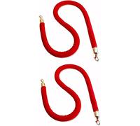 Lot de 2 cordes de barrière pour file d'attente d'hôtel avec clips Rouge 250 cm Idéal pour contrôler la foule lors d'événements, théâtres et ouvertures