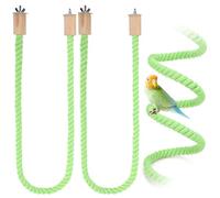Lot de 2 cordes de chanvre pour oiseaux, 100 cm, accessoires de support de cage à oiseaux, renfort en fil de fer malléable, convient pour perroquets, perruches, calopsittes et plus encore