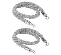 Lot de 2 cordes de poteau - 10 pieds, cordes de barrière de contrôle des foules avec mousquetons dorés/argentés for la gestion des événements(Silver Hook,110cm)