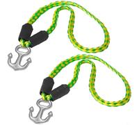 Lot de 2 cordes de remorquage de bateau pour jet ski avec connecteur en acier inoxydable 316 - Noyau en polyéthylène haute résistance - Boucle à dégagement rapide - 55 cm