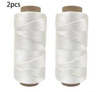 Lot de 2 cordes en nylon tressé de 76 m pour jardinage ou maçonnerie, ficelle adaptée pour la construction, l'attachage, le marquage et le nivellement