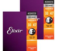 Lot de 2 cordes pour guitare acoustique Elixir Nanoweb Extra Light