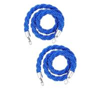Lot de 2 Cordes torsadées Bleues de 3 m avec Crochets argentés - Barrière de File d'attente résistante pour événements, théâtres, hôtels - Solution élégante de Gestion des foules