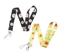 Lot De 2 Cordons Marguerite, Motif Marguerite, Design Tendance, Facile À Transporter, Imperméable Et Anti-Salissure, Adapté Aux Cordons Pour Clés Et Porte-Cartes.