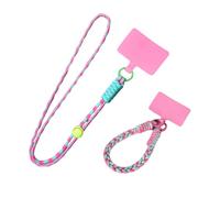 Lot de 2 cordons pour téléphone portable, cordon réglable, tour de cou avec insert, idéal pour cartes d'identité, badges, clés et autres accessoires de camping.