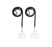 Lot de 2 Cordons Tour de cou pour téléphone portable universel réglable Cordon Noir Lanière transparente Phonillico®
