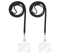 Lot de 2 Cordons Tour de cou pour téléphone portable universel réglable Cordon Noir Lanière transparente Phonillico®