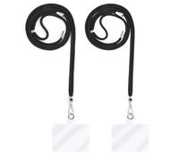 Lot de 2 Cordons Tour de cou pour téléphone portable universel réglable Cordon Noir Lanière transparente Phonillico®
