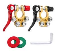 Lot de 2 Cosses de Batterie, Bornes 4 Voies à Fermeture Rapide, Connecteurs en Laiton Positif et Négatif 12V/24V pour Voitures, Camions, Bateaux et Camping-Cars