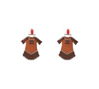 Lot de 2 costumes amérindiens avec bandeau à plumes pour enfants, costumes indiens marron, taille S pour fille