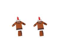 Lot de 2 costumes amérindiens avec bandeau à plumes pour enfants - Marron - Taille M pour garçon