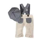 Lot de 2 costumes pour nouveau-né pour première séance photo - Tenue délicate - Accessoires de photographie - Pantalon à bretelles avec assorti