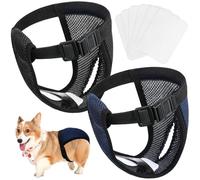 Lot de 2 couches réutilisables pour chien avec 6 coussinets hygiéniques réglables pour chiennes femelles en cas de saignement mensuel réutilisable lavable (taille M)