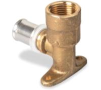 Lot de 2 - Coude avec base de fixation long, multicouche à sertir, laiton, Ø16, 16x2,0-1/2