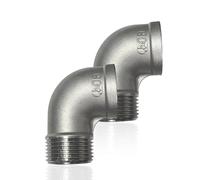 Lot de 2 coudes de 1" - 90° - En acier inoxydable 304 - Raccord à visser 1" IG/AG - Coude en acier inoxydable DN25 - Pour installations d'irrigation sanitaire
