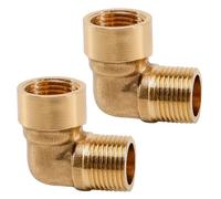 Lot de 2 coudes en laiton 90°, coude 3/8" en laiton, filetage intérieur x filetage extérieur 3/8" x filetage extérieur sanitaire, raccords d'angle 90 degrés IG/AG, DN10 pour raccord de tuyau