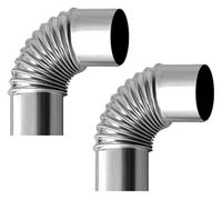 Lot de 2 coudes tuyau poêle, cheminée à 90 degrés en acier inoxydable for bois camping plein air, accessoires for(80mm)