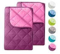 Lot de 2 couettes d'été en Microfibre au Design réversible - 155 x 220 cm - Certifié Oeko-Tex - Violet - Résistant à la Cuisson à 95 ° - pour Le Camping et Les journées Chaudes