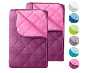 Lot de 2 couettes d'été en microfibre - Design réversible - 135 x 200 cm - Certifié Oeko-Tex - Violet et rose - Lavable à 95° - Couette d'été légère - Utilisable sans housse