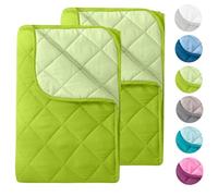 Lot de 2 couettes d'été en Microfibre - Design réversible - 155 x 220 cm - Certifié Oeko-Tex - Vert - Résistant à la Cuisson à 95 ° - pour Le Camping et Les journées Chaudes