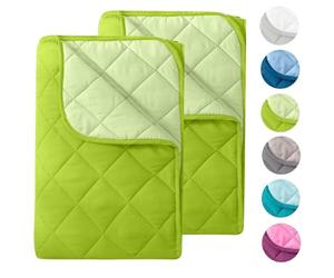 Lot de 2 couettes d'été en Microfibre - Design réversible - 155 x 220 cm - Certifié Oeko-Tex - Vert - Résistant à la Cuisson à 95 ° - pour Le Camping et Les journées Chaudes
