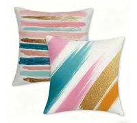 Lot de 2 Couleur Housses de Coussin Extérieur Imperméable 45 x 45 cm Simple Housse Coussin en Lin, Taie d'oreiller avec Fermeture Éclair Dissimulée, Coussins Decoratif pour Canape Jardin Salon 0n-91