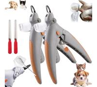 Lot de 2 coupe-griffes avec lumière LED pour animal domestique - Grossissement x 5 - Récupérateur de clipsage intégré pour un nettoyage facile - Pour chiens et chats de petite, moyenne et grande