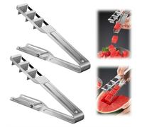 Lot de 2 coupe-pastèques 2 en 1 en acier inoxydable à double tête pour la maison, la cuisine et le camping
