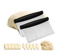 Lot de 2 coupe-pâtisseries en acier inoxydable et grattoir d'établi, outil de cuisson polyvalent efficace avec poignée ergonomique pour le traitement des noix, des tartes et de la pâte (racloir)