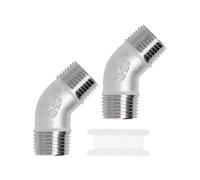 Lot de 2 coupleurs de tuyauterie filetés à 45° en acier résistant à l'érosion - Raccords coudés à 45 degrés pour lignes - Coupleur de tuyau en métal inoxydable solide pour réfrigération