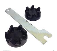 Lot de 2 Coupleurs en Caoutchouc de Rechange et Clé Rotative pour Mixeur KitchenAid SA9704230 Compatible avec les modèles avec 5KSB3, KSB3, KSB5, 5KSB52 & 5KSB5.