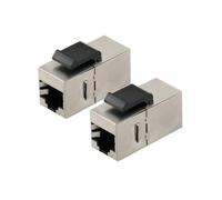 Lot de 2 coupleurs modulaires RJ45 Keystone Jack Cat6 blindés avec connecteurs Latch 8P8C Ethernet LAN câble réseau adaptateur (Silver_5PCS)