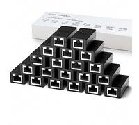 Lot de 2 coupleurs RJ45 pour rallonge de câble Ethernet Cat7 Cat6 Cat5e, 100 BASE-TX Coupleur noir 20 RJ45