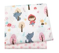 Lot de 2 coupons de tissu prédécoupés motif petit chaperon rouge pour loisirs créatifs, 50 x 50 cm