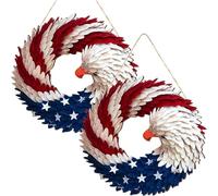 Lot de 2 couronnes d'aigle 3D pour 250e anniversaire de mariage, couronne patriotique américaine 3D pour le jour de l'indépendance, couronnes d'aigle rouge, blanc et bleu pour porte d'entrée