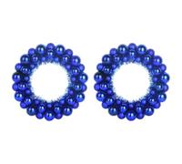 Lot de 2 couronnes de boules de Noël bleues - 33 x 33 x 7 cm - Polystyrène durable et léger - Pour l'intérieur et l'extérieur - Décoration de Noël festive - Couronne pour décorer le salon, la fenêtre