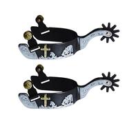 Lot de 2 courroies d'éperons pour chevaux avec design sculpté pour denim occidental et éperon Western Bronze Racing