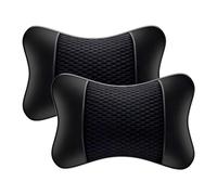 Lot de 2 Coussin Appui-Tête de Voiture en Cuir PU et Mousse à Mémoire pour Audi Q7 7 Seats 2020-2023, Oreiller de pour Soutien Cervical,Black-Black