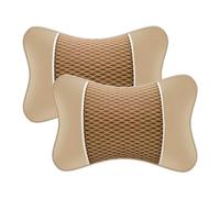 Lot de 2 Coussin Appui-Tête de Voiture en Cuir PU et Mousse à Mémoire pour Hyundai ix25 2015-2019, Oreiller de pour Soutien Cervical,Beige