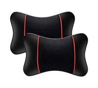 Lot de 2 Coussin Appui-Tête de Voiture en Cuir PU et Mousse à Mémoire pour Nissan 370Z 2009-2021, Oreiller de pour Soutien Cervical,Black-Red
