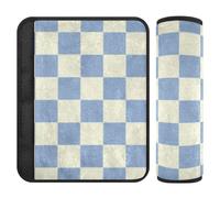 Lot de 2 coussinets de ceinture de sécurité à carreaux bleus et beiges pour plus de confort de conduite pour berline forro para cinturon de seguridad