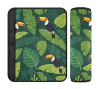 Lot de 2 coussinets de ceinture de sécurité de voiture doux pour adultes et enfants Motif feuille de toucan Vert