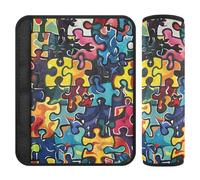 Lot de 2 coussinets de ceinture de sécurité de voiture doux pour adultes et enfants Motif puzzle coloré S