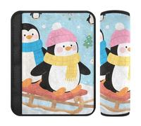 Lot de 2 coussinets de ceinture de sécurité de voiture doux pour adultes, jeunes, enfants, pingouin, traîneau