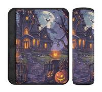 Lot de 2 coussinets de ceinture de sécurité de voiture doux pour sac à dos pour femmes, hommes, enfants, taille S, illustration d'Halloween dessinée à la main