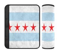Lot de 2 coussinets de ceinture de sécurité doux pour bébé - Pour adultes et enfants - Taille S - Drapeau de la ville de Chicago (USA)